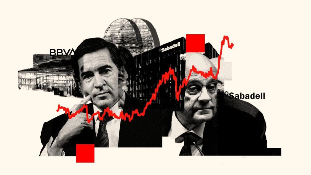 Montaje de Carlos Torres, presidente de BBVA, y Josep Oliu, presidente de Banco Sabadell.