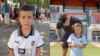 El emotivo gesto de Hugo Duro con un niño aficionado al Valencia CF: "Tengo una carta para él, es mi ídolo"