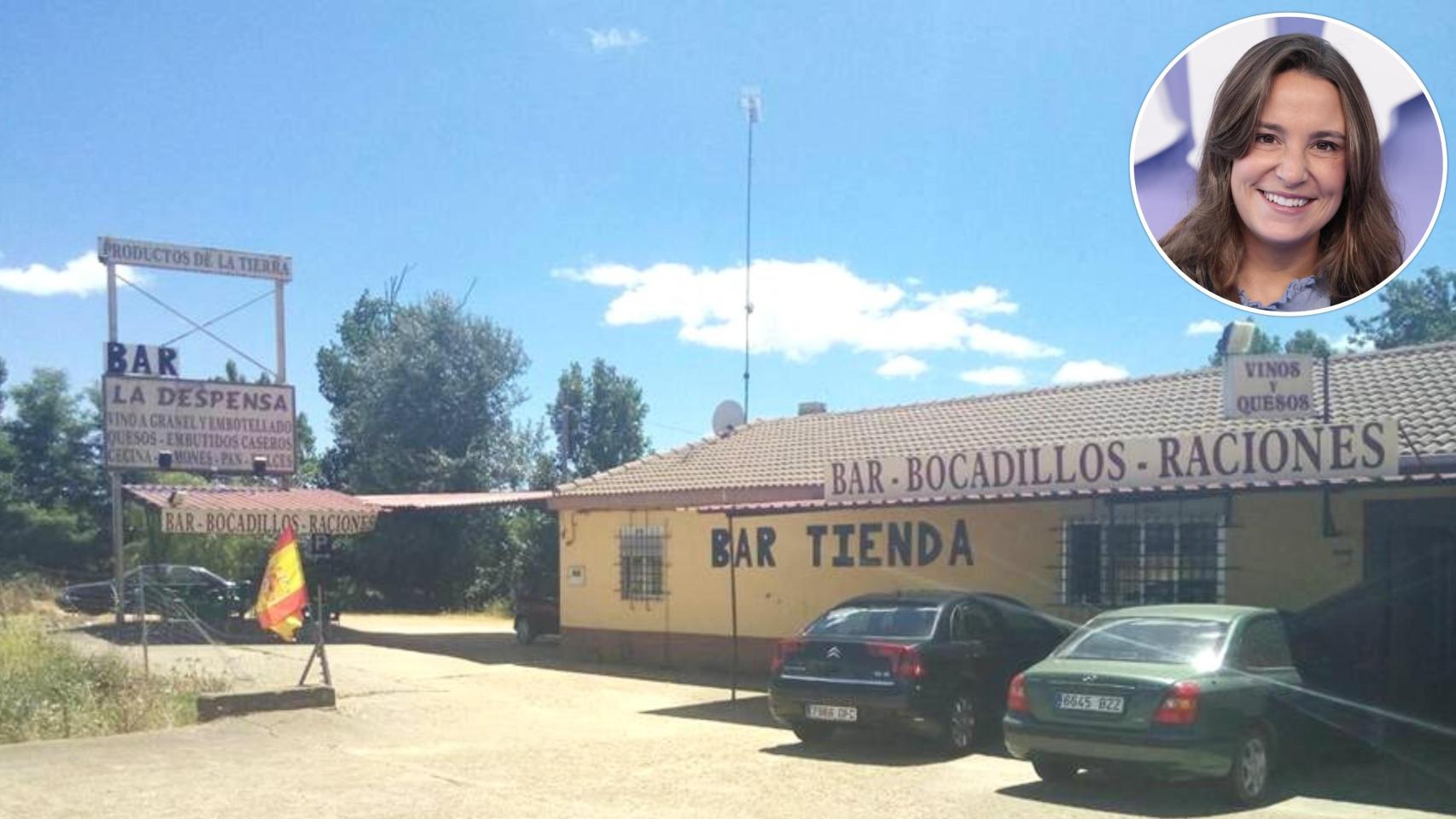 El bar de carretera La Despensa junto a una imagen de archivo de Marta Pombo