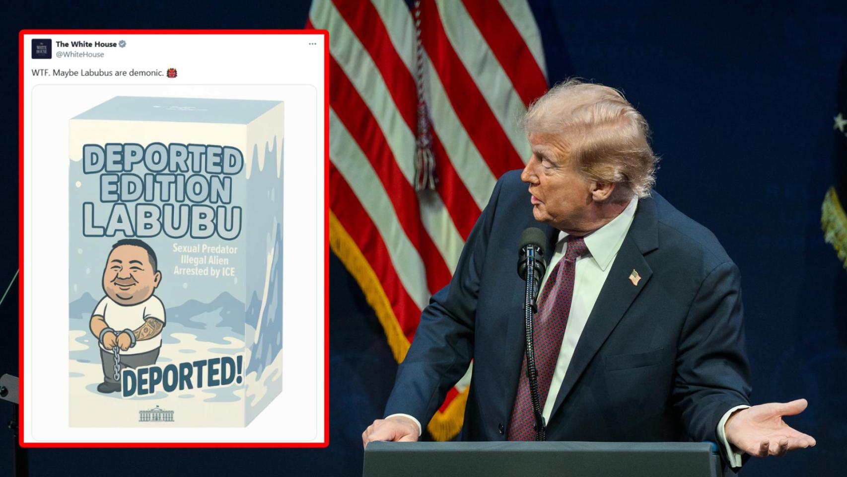 Donald Trump junto al meme compartido por todas las redes oficiales de la Casa Blanca.