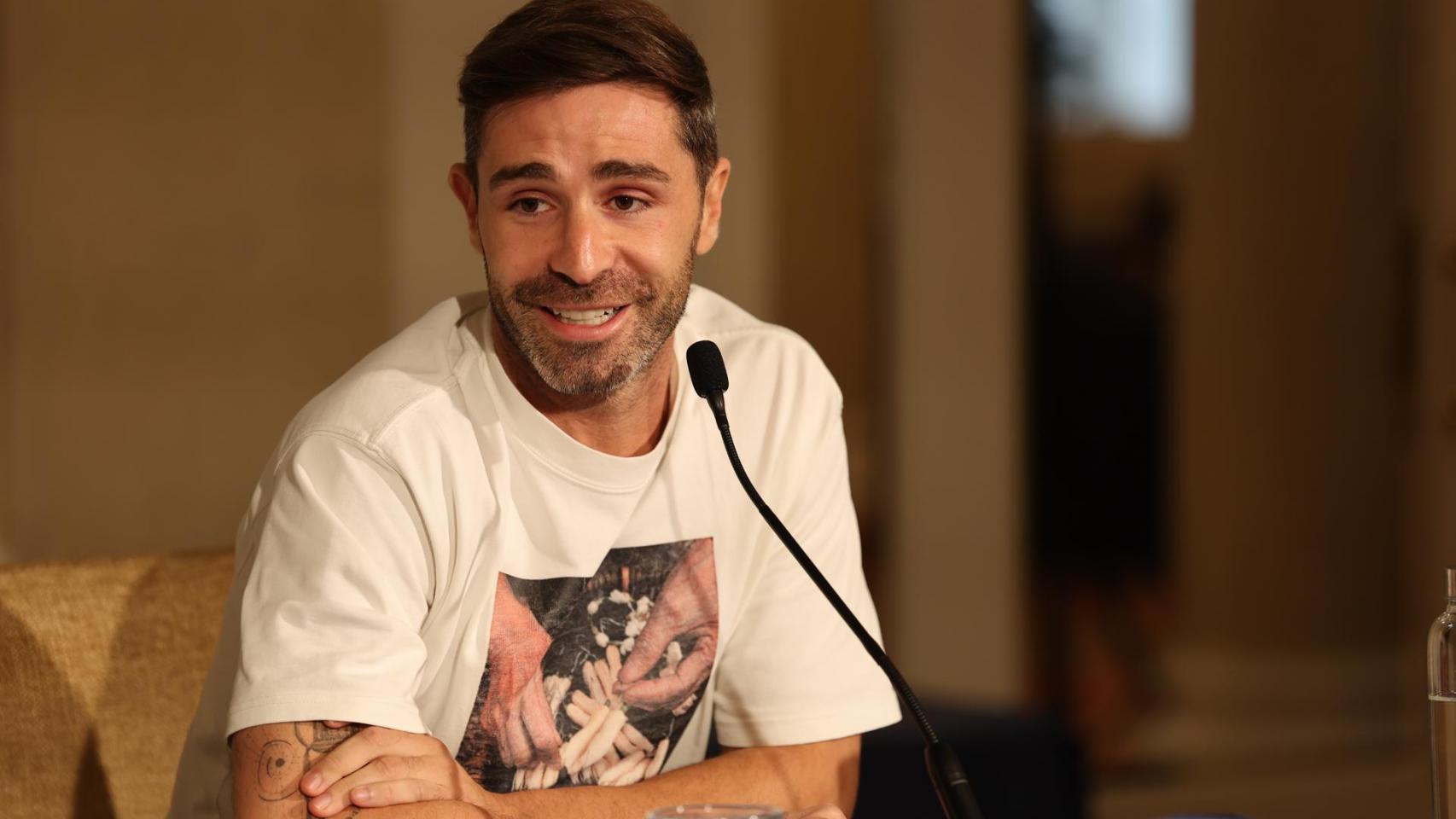 Yeray Álvarez, futbolista del Athletic Club, durante la rueda de prensa.