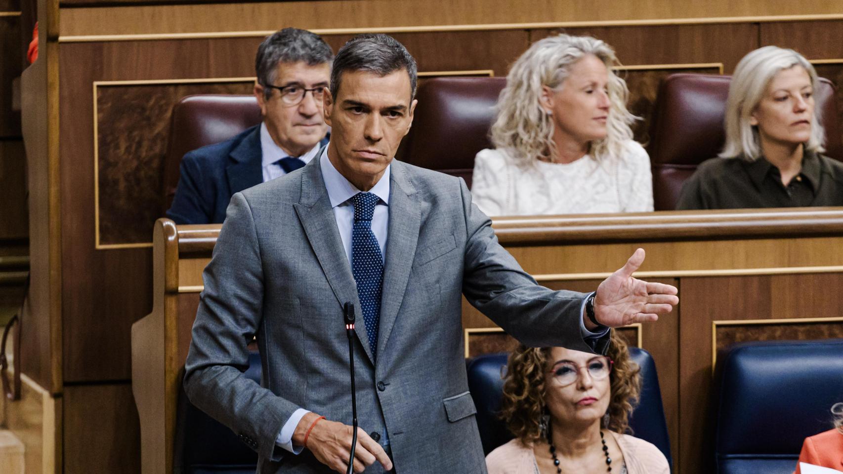 Pedro Sánchez este miércoles en la sesión de control al Gobierno.