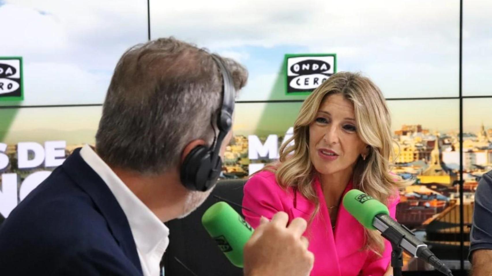 Yolanda Díaz este jueves en una entrevista en 'Más de Uno' de Onda Cero.