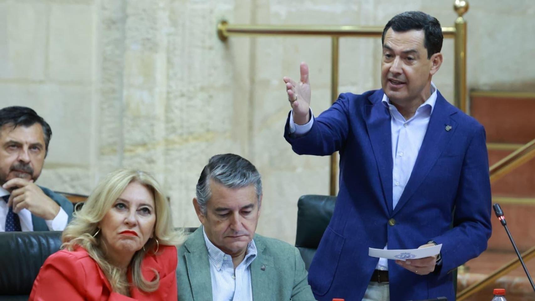 Moreno, este jueves en el Pleno del Parlamento de Andalucía.