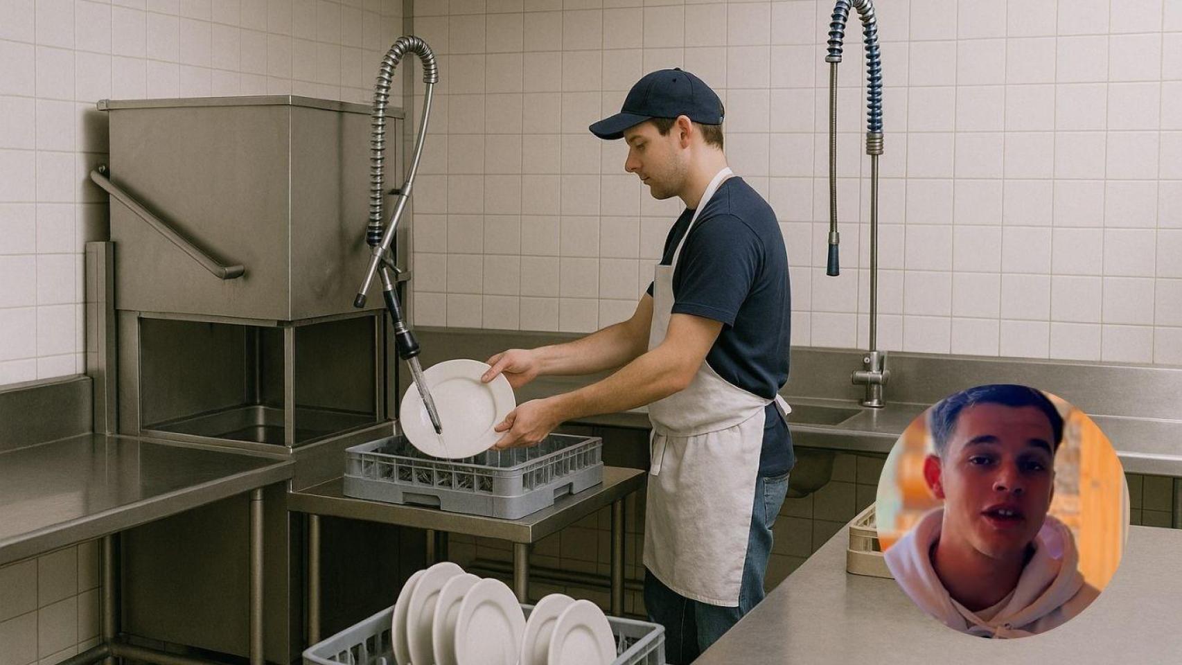 Fotomontaje de Pablo Casas y un lavaplatos.