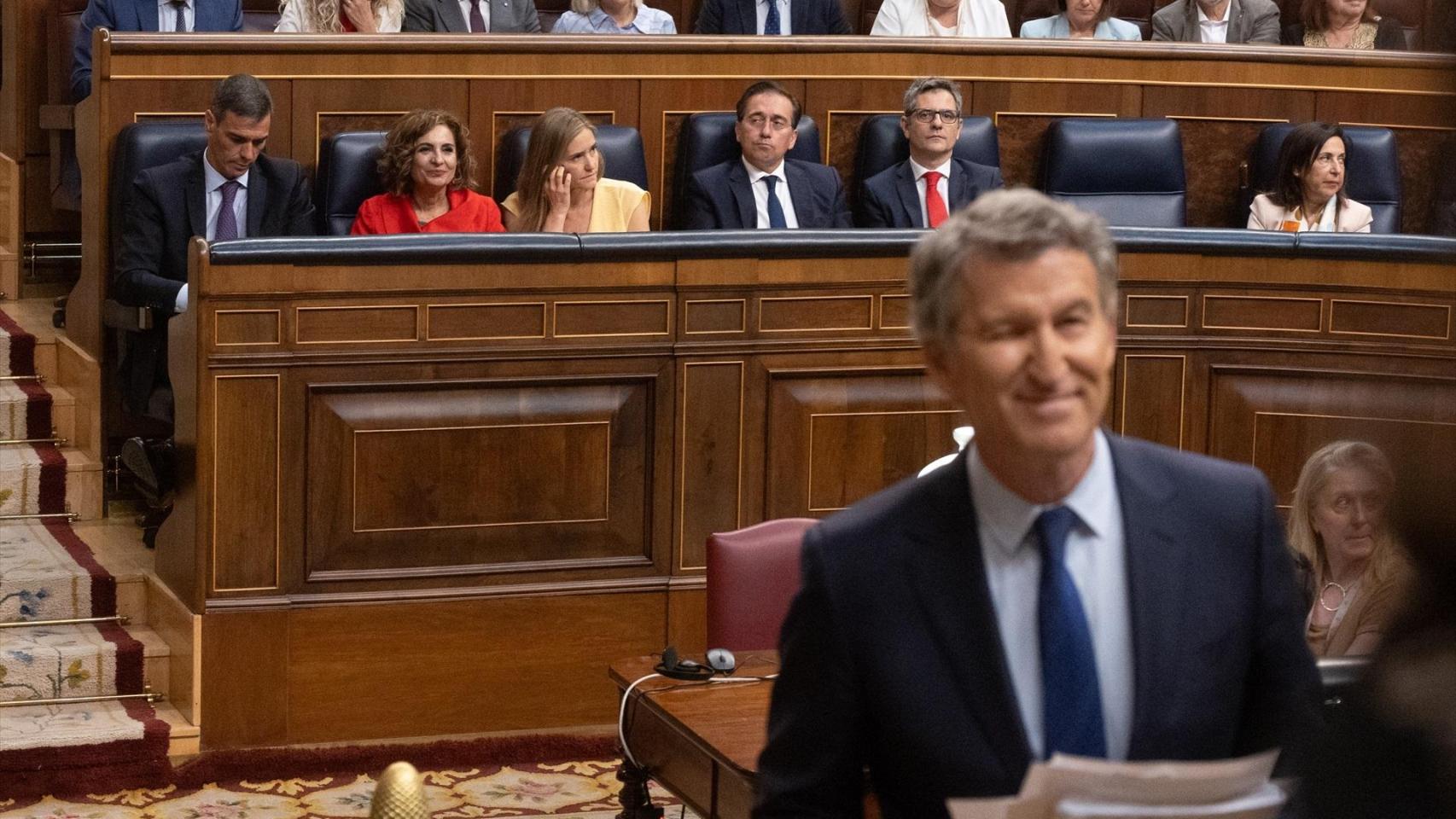 Sánchez y Feijóo esta semana en el Congreso.