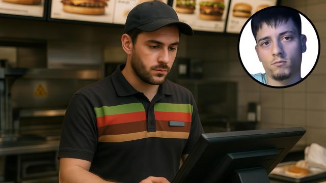 Un montaje de un camarero junto a Adrián Villena.