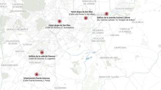 Dos muertos y 11 apuñalados en las colonias okupas más peligrosas de Madrid en un año: el mapa de los edificios