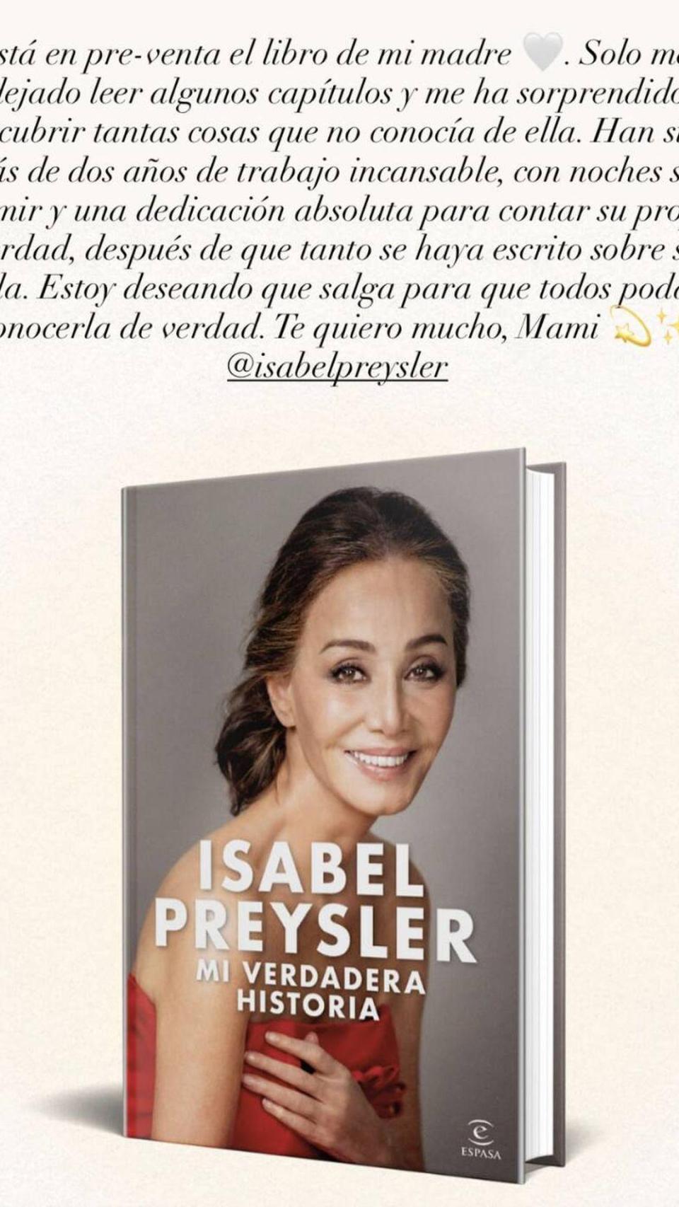 Tamara Falcó, en una 'historia' de Instagram.