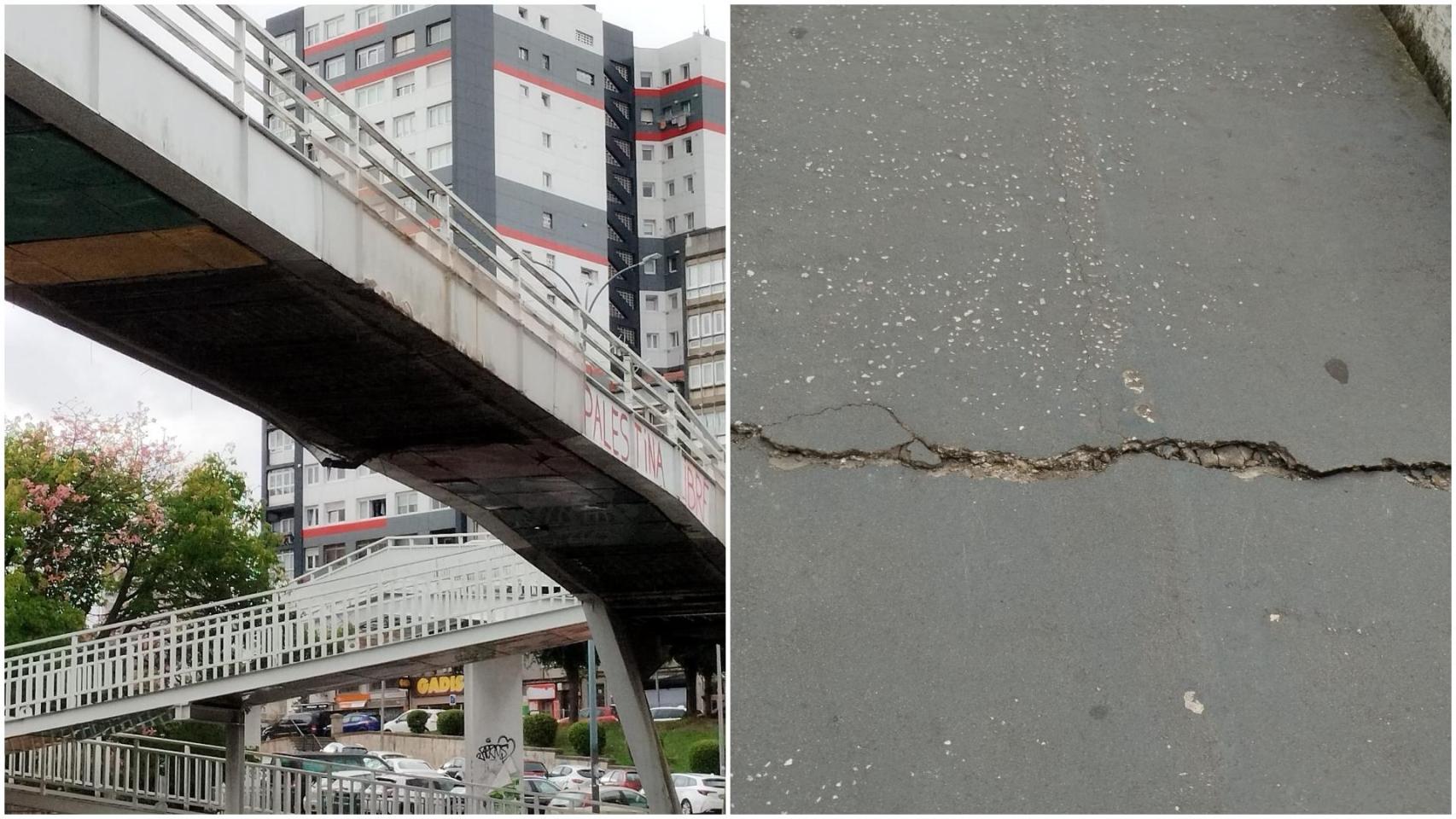 Los bomberos de A Coruña comprueban la pasarela peatonal entre las estaciones por desprendimientos