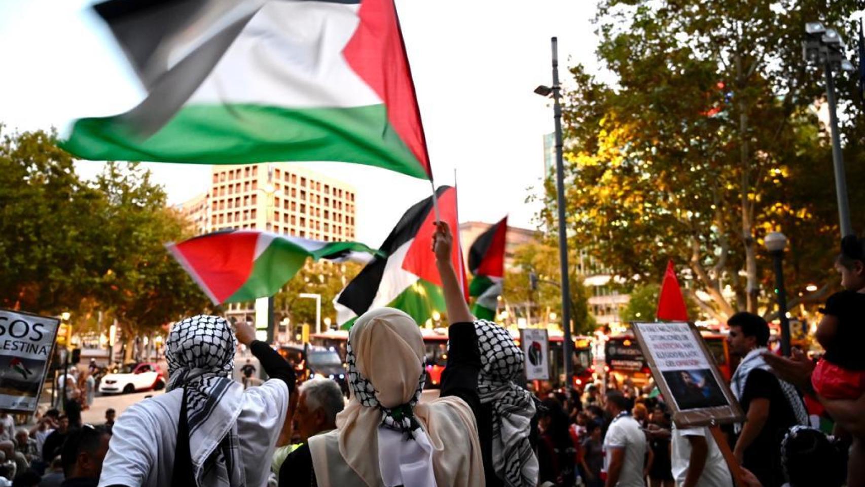 Casa Palestina en Aragón en una manifestación en Zaragoza