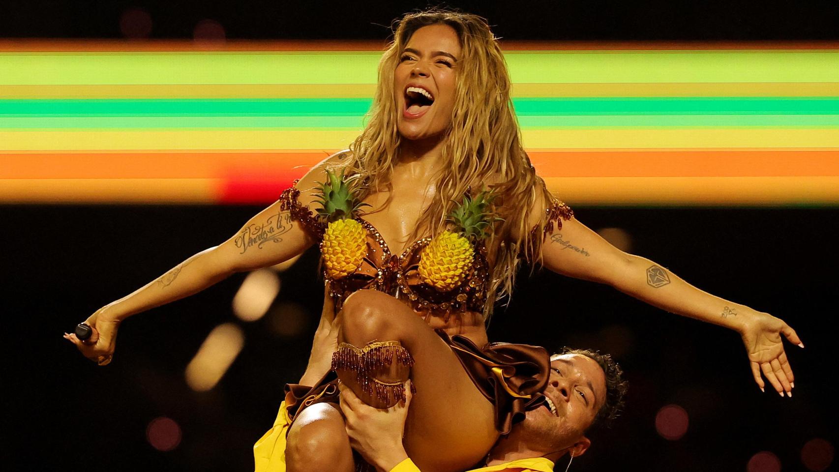 La cantante Karol G el pasado 5 de septiembre en una actuación en la NFL.