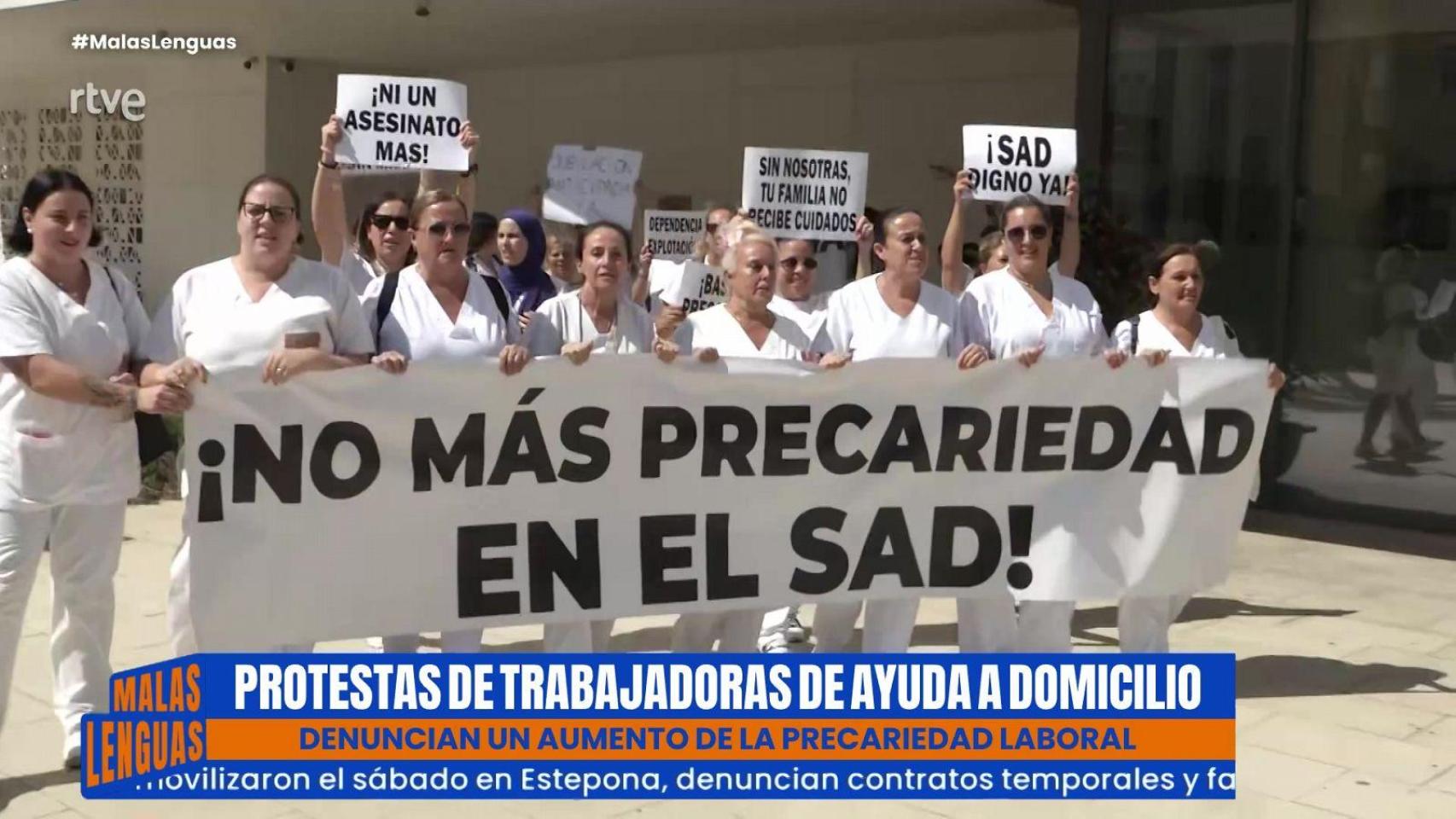 Manifestación del servicio de ayuda a domicilio en Estepona.