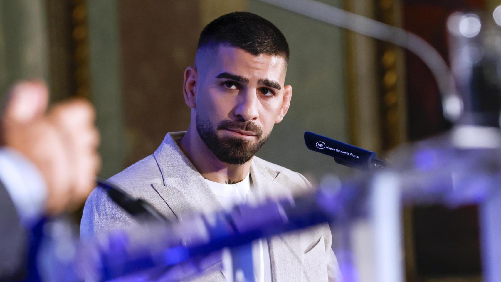 Ilia Topuria, en un desayuno informativo celebrado este martes en Madrid