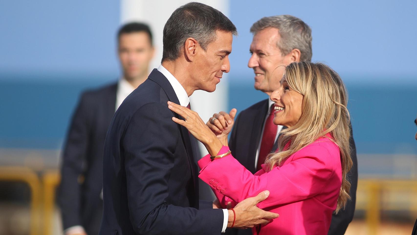 Pedro Sánchez junto a Yolanda Díaz el pasado 11 de septiembre en un acto en Galicia.