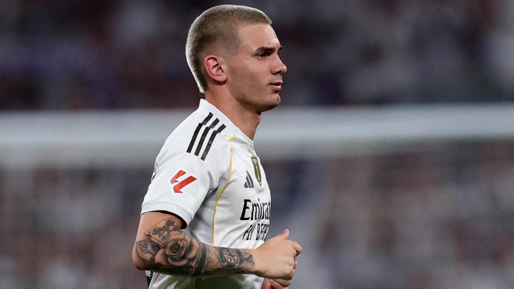 Franco Mastantuono, durante el partido ante Osasuna.