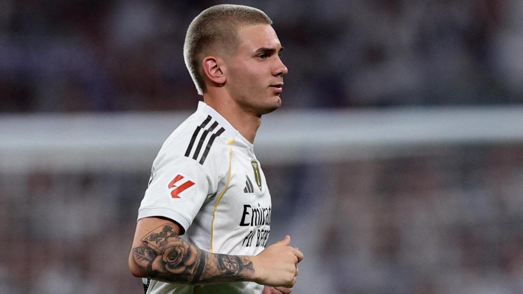 Franco Mastantuono, durante el partido ante Osasuna.