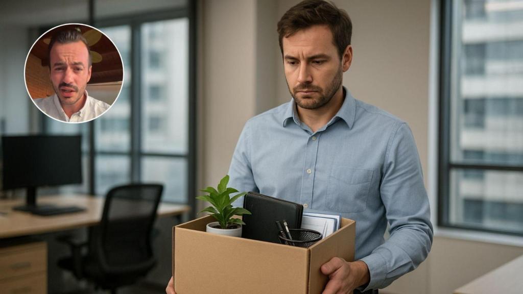 Imagen generada por IA de un trabajador despedido y Nacho de la Calzada.