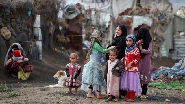Niños en un campo de refugiados de Yemen.