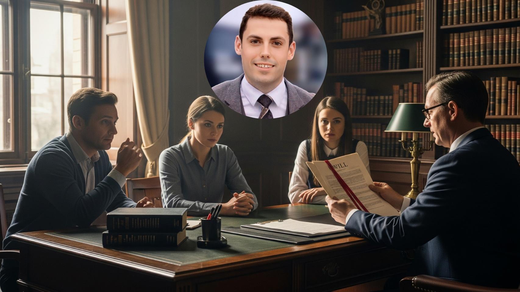 Montaje de Diego Mendoza con el reparto de una herencia en una imagen creada con IA.