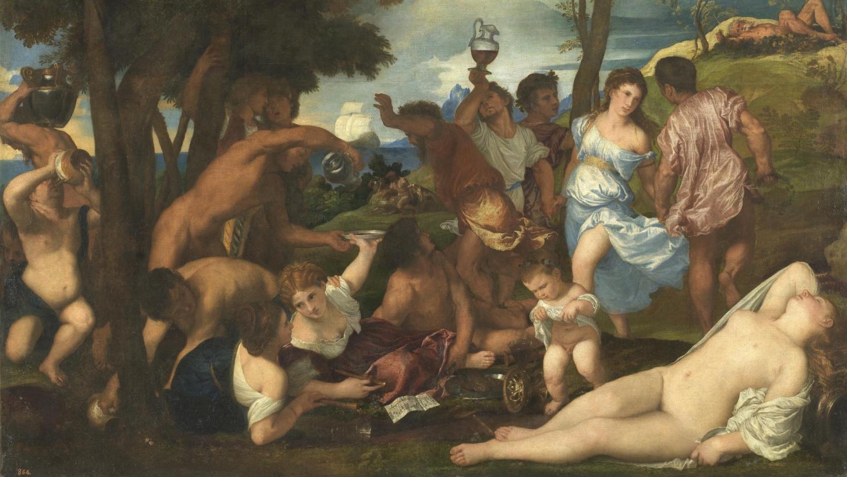 Detalle de 'La bacanal de los andrios' (1523-1526), de Tiziano. ©Museo Nacional del Prado