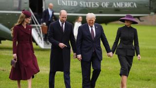 Donald y Melania Trump llegan a Windsor y son recibidos por la Familia Real británica, con una recuperada reina Camilla