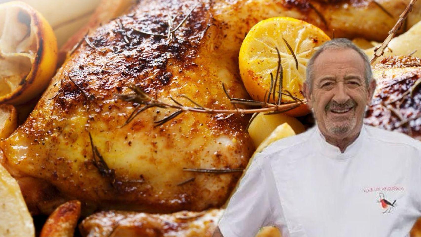 Karlos Arguiñano junto a un pollo asado.