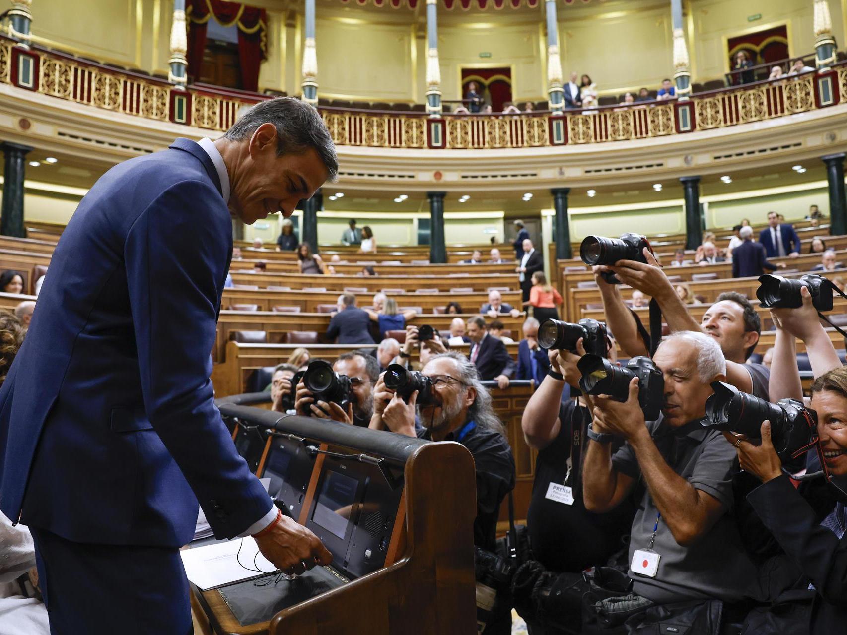 El presidente del Gobierno, Pedro Sánchez, este miércoles en el Congreso de los Diputados.