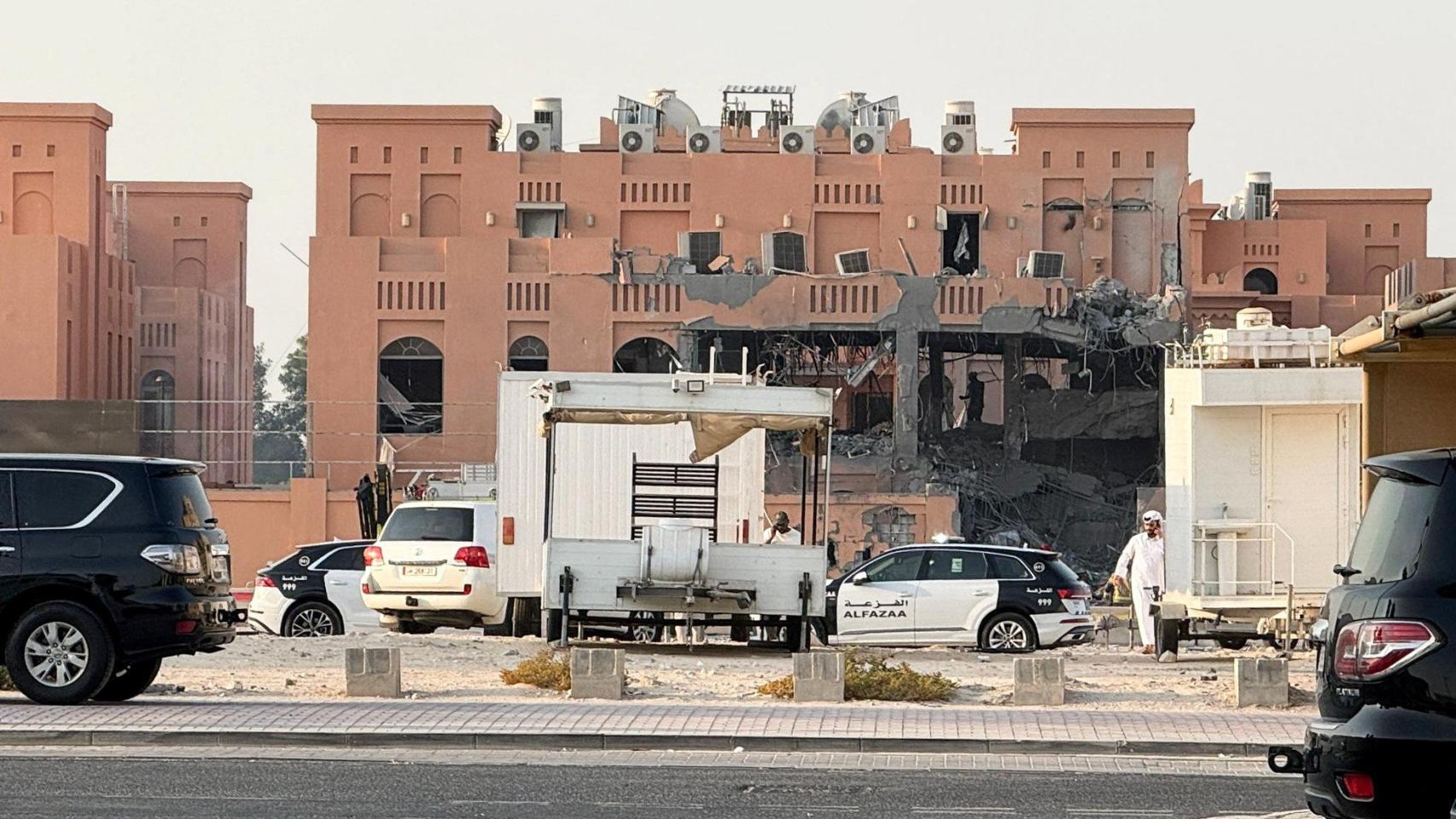 Estado en el que quedó el edificio de Doha tras el ataque israelí.