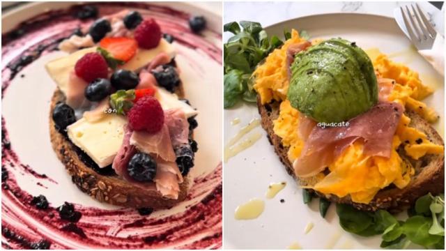 Una tosta de queso Brie y otra de aguacate