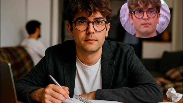 Recreación con IA de un estudiante en un piso compartido.