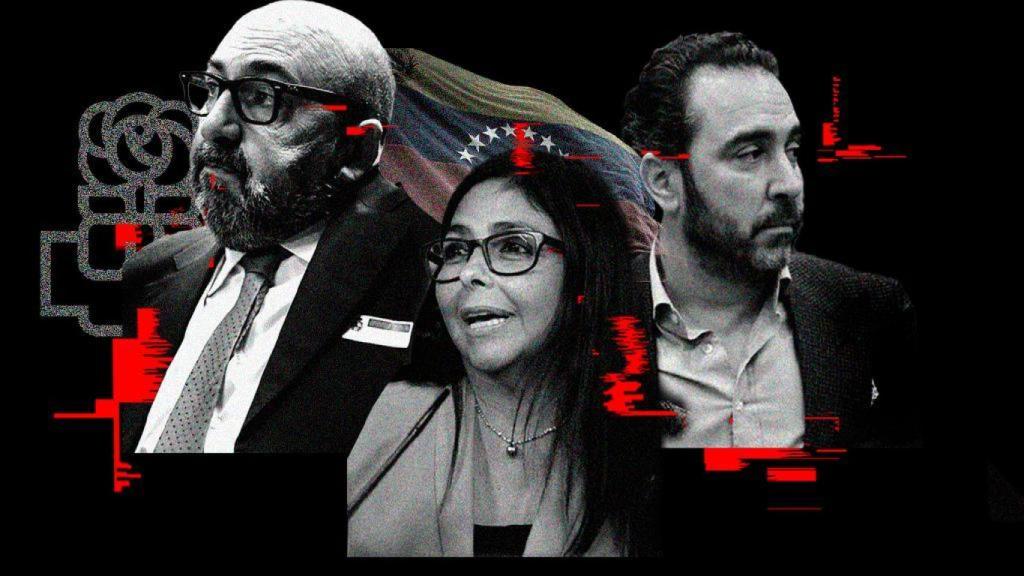 Koldo García, Delcy Rodríguez y Víctor de Aldama.