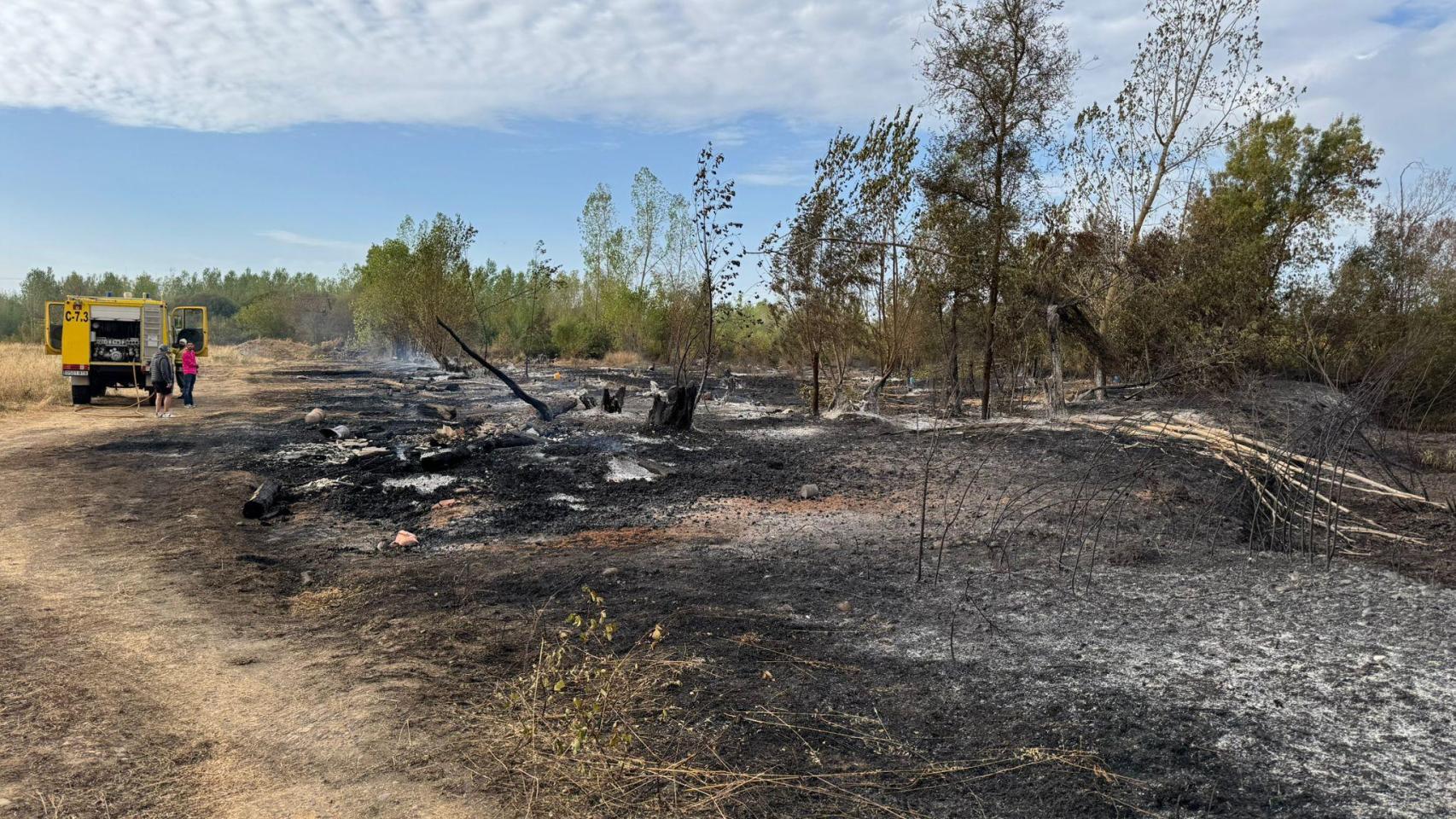 Imagen del estado este viernes en el incendio de Villarejo de Órbigo (León)