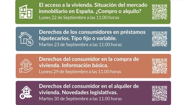 Horario de los talleres organizados por ADICAE Castilla y León