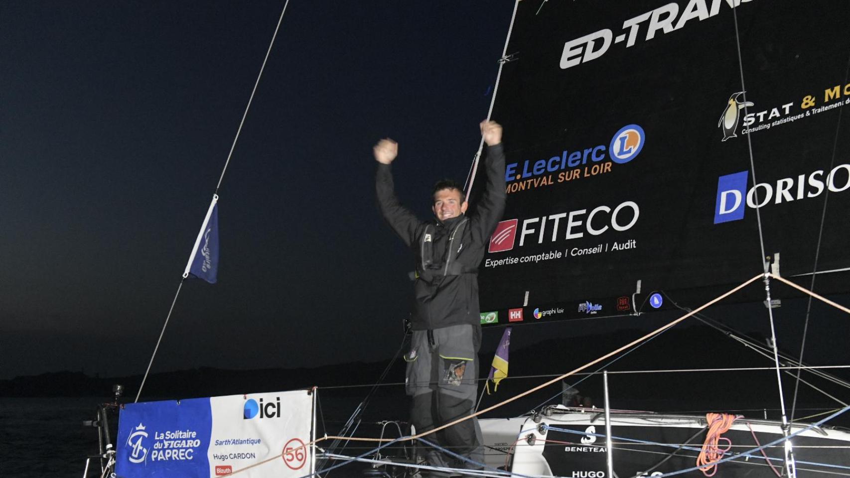 Hugo Cardon tras cruzar la línea de llegada.