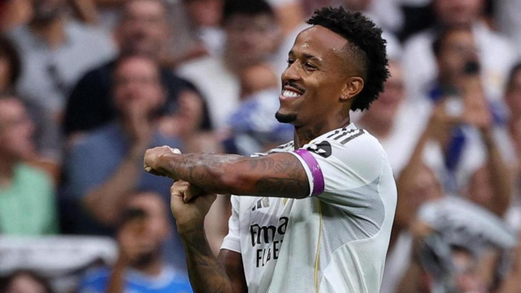 Militao celebra el gol del 1-0 contra el Espanyol