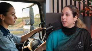 Imagen generada por IA de una camionera y Andrea.