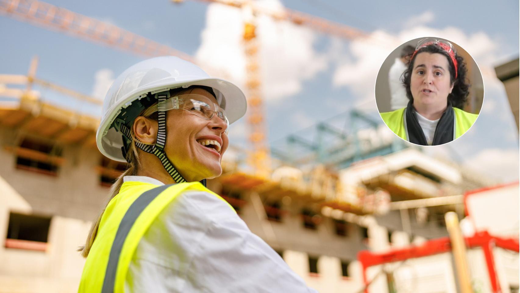 Una obrera en la construcción.