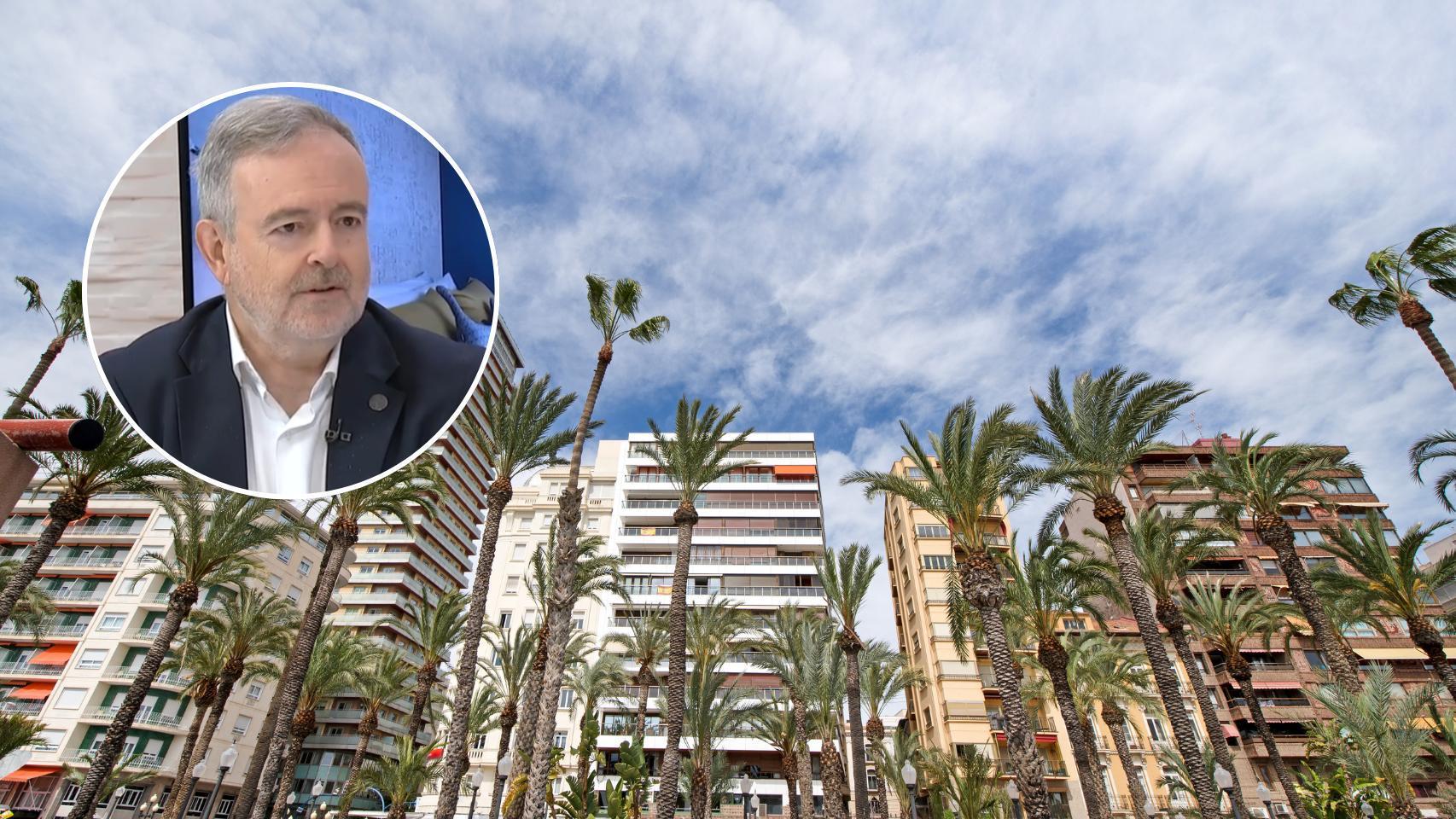 Fernando Cos-Gayón y una imagen de varios edificios