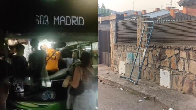 Una imagen de la agresión y una de vallas en uno de los chalets.