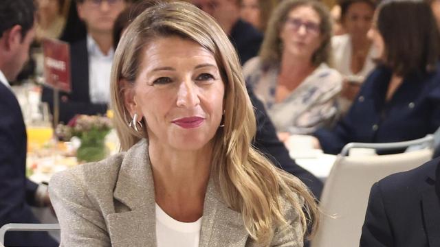 Yolanda Díaz este lunes en un acto en Madrid.