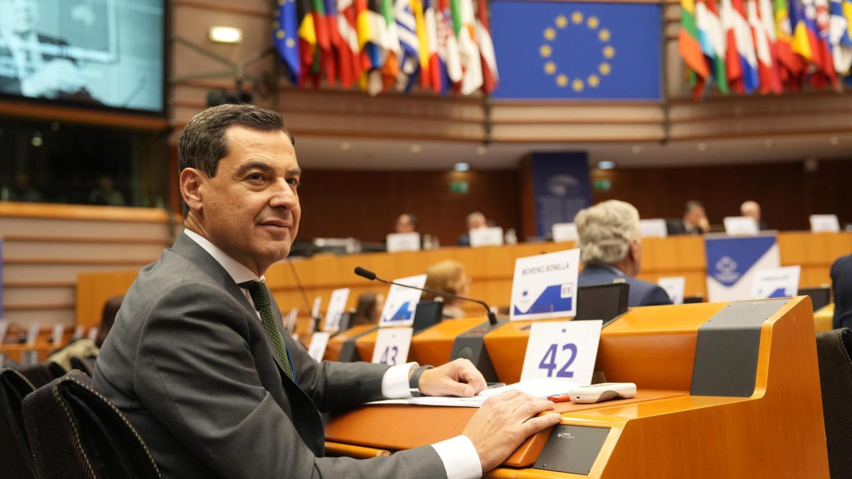 Juanma Moreno, en Bruselas.