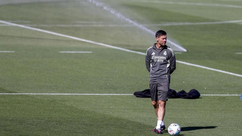 Xabi Alonso, in this Monday's training of Real Madrid