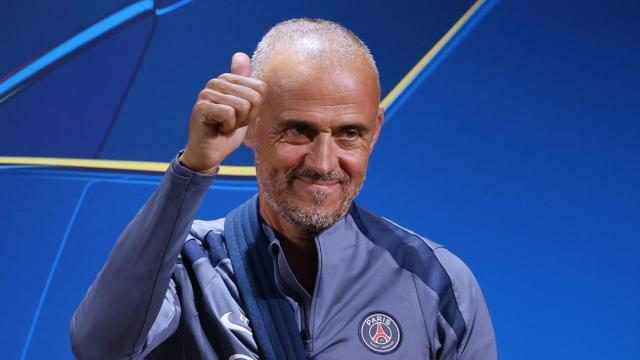Luis Enrique, en rueda de prensa con el PSG