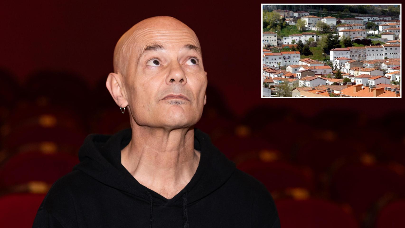 Jesús Cifuentes, el vocalista de Celtas Cortos, junto a una imagen del barrio Girón de Valladolid