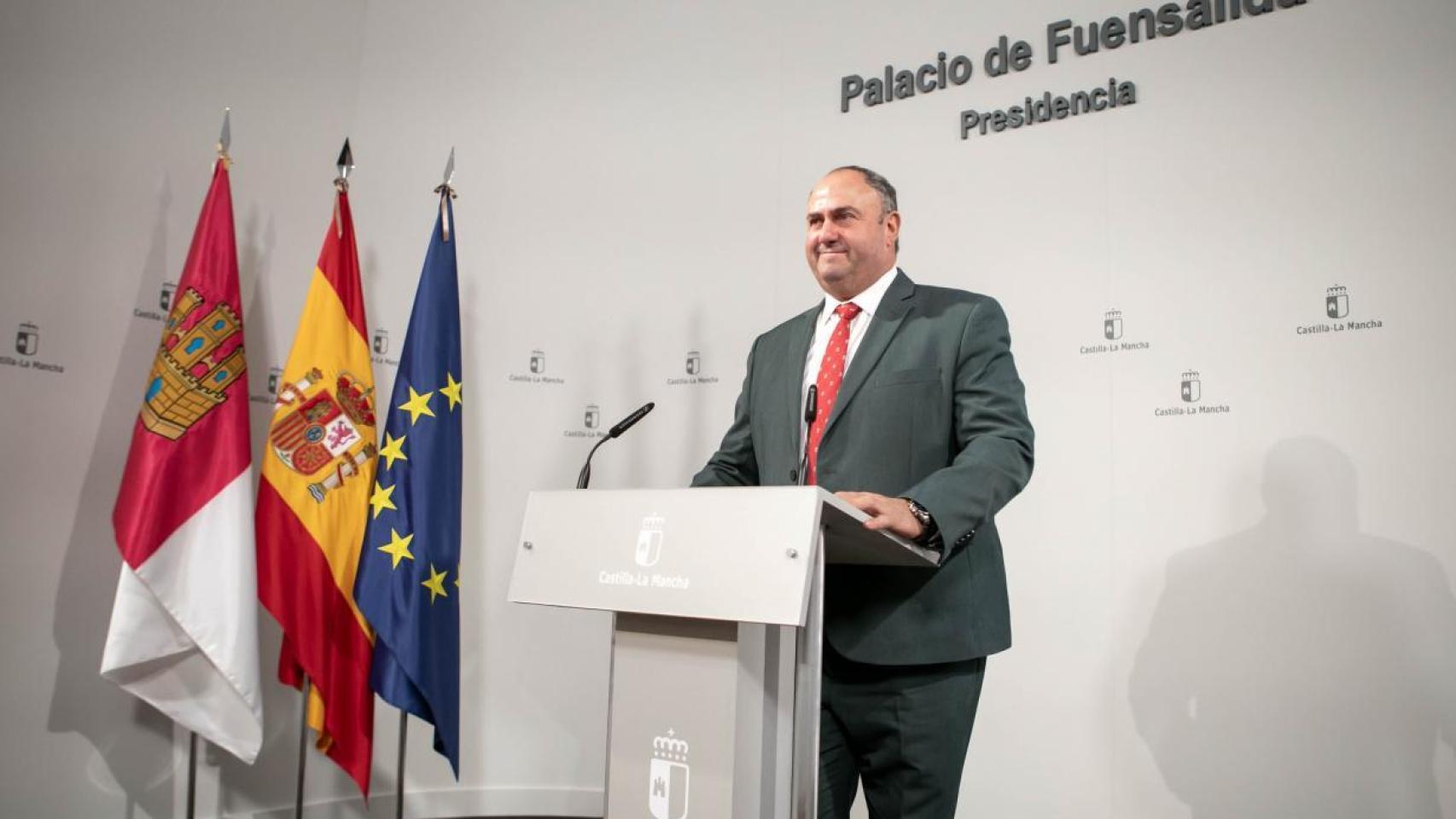 Consejero de Agricultura, Ganadería y Desarrollo Rural Castilla-La Mancha en rueda de prensa
