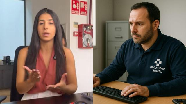 Imagen de Sonia Pérez y una imagen generada por IA de un funcionario.