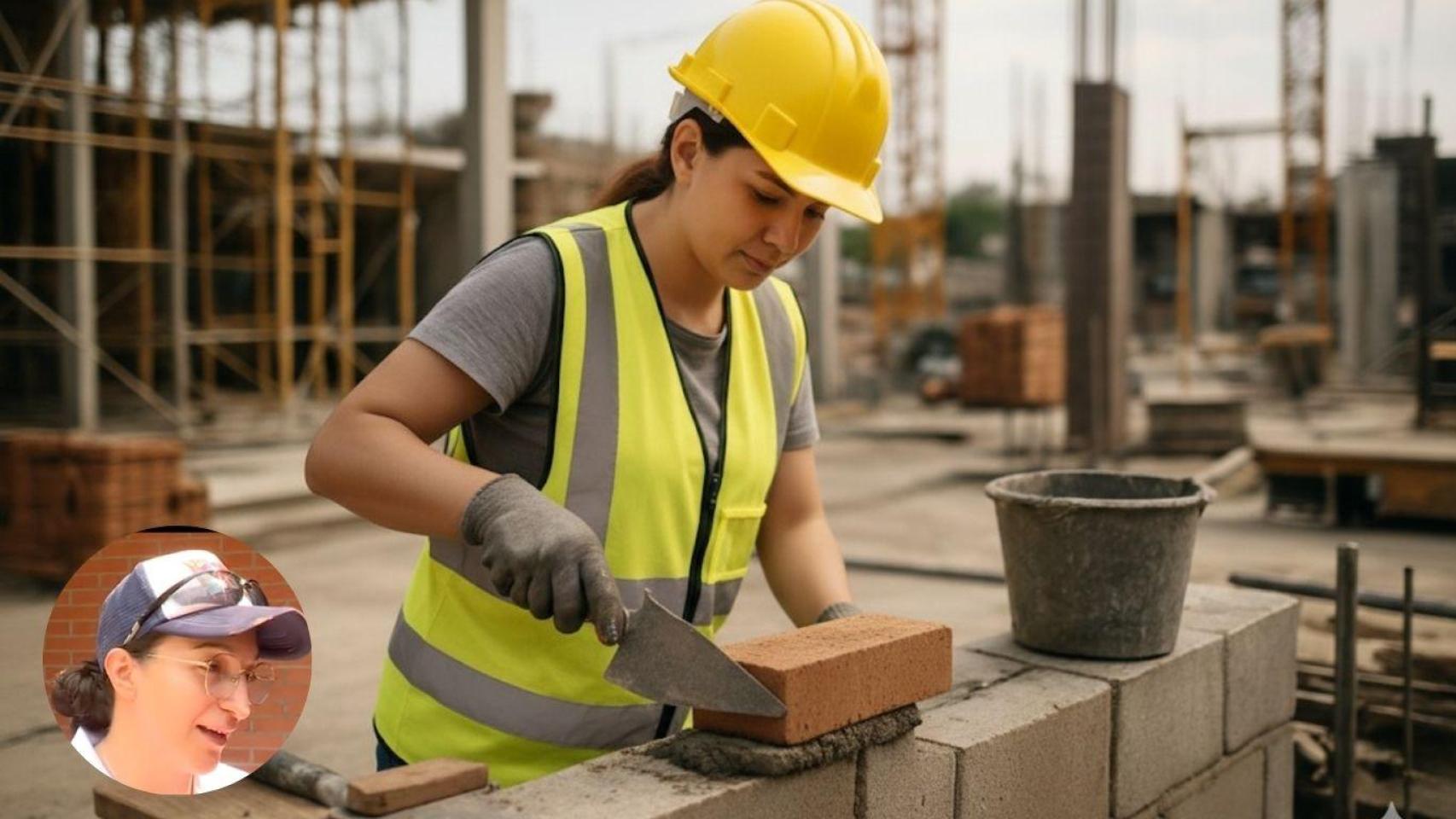 Fotomontaje de Carol y una 'albañila' trabajando en la obra.