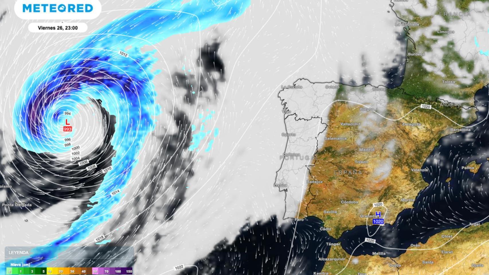La previsión es que el huracán Gabrielle se convierta en borrasca extratropical en su acercamiento a España. Meteored.
