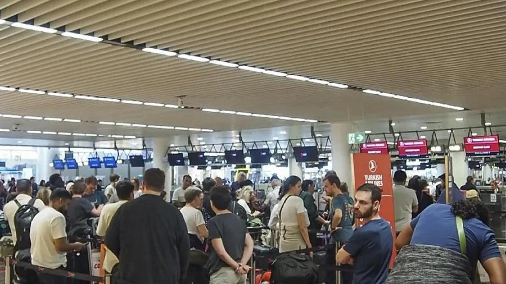 El aeropuerto de Bruselas, tras el ciberataque.